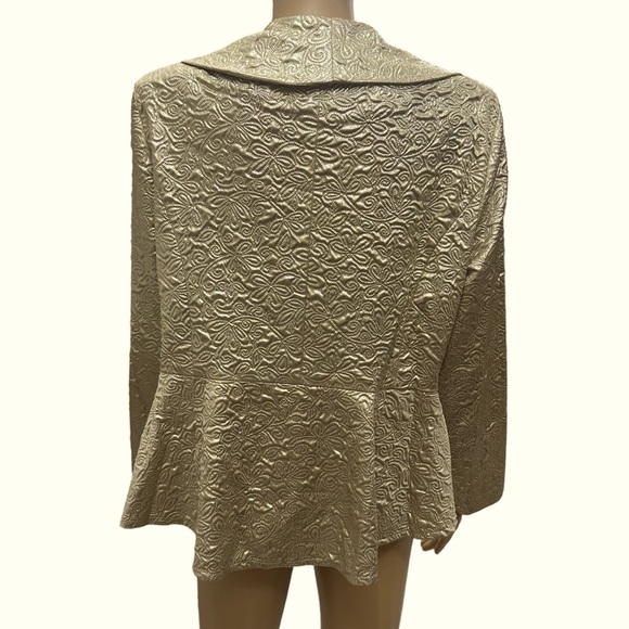 Seven Karat Metallic Gold Button Front Lightweight Quilted Look Blazer Womens M - Picture 3 of 4